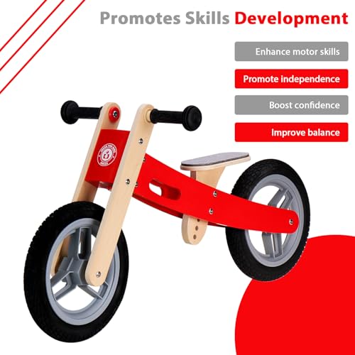 Image of Wooden Toddler Balance Bike, Kids Balance Bike for 3 Year Old with Adjustable Seat, No Pedal Toddler Bicycle for Kids 3-5 for Boys and Girls Birthday Gifts Toys