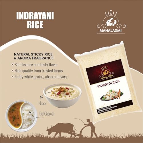 "Mahalaxmi Indrayani Rice - Premium Aromatic Rice, 5kg | Naturally Fragrant, Ideal for Everyday Cooking | Product of India"