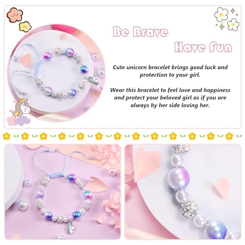 VGWON 5-10 Year Old Girl Birthday Gift Ideas, Back to School Gifts, Unicorn Pearl Bracelet for Girls, First Day of School Gifts, Unicorn Represent the Girl Bravery Beauty and Purity4