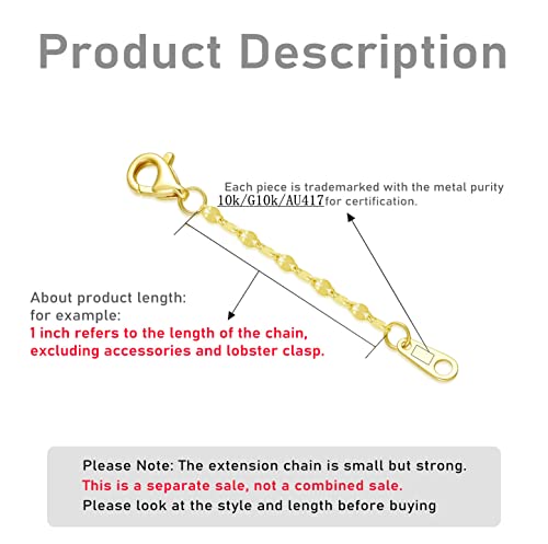 Image of 10k 14k Real Gold 1 inch /1.5 inch /2 inch /2.5 inch /3 inch /4 inch /5 inch Necklace Extender, Necklace Bracelet Extender Chain, Durable Gold Extender Chain, Adjustable Extension Chain for Necklace Bracelet Anklet