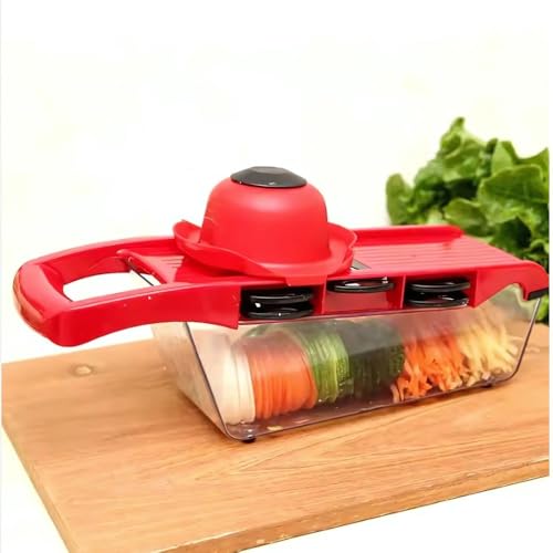 Cortador e Fatiador Mandoline 10 em 1 para Frutas e Legumes com 6 Lâminas Intercambiáveis Prático e