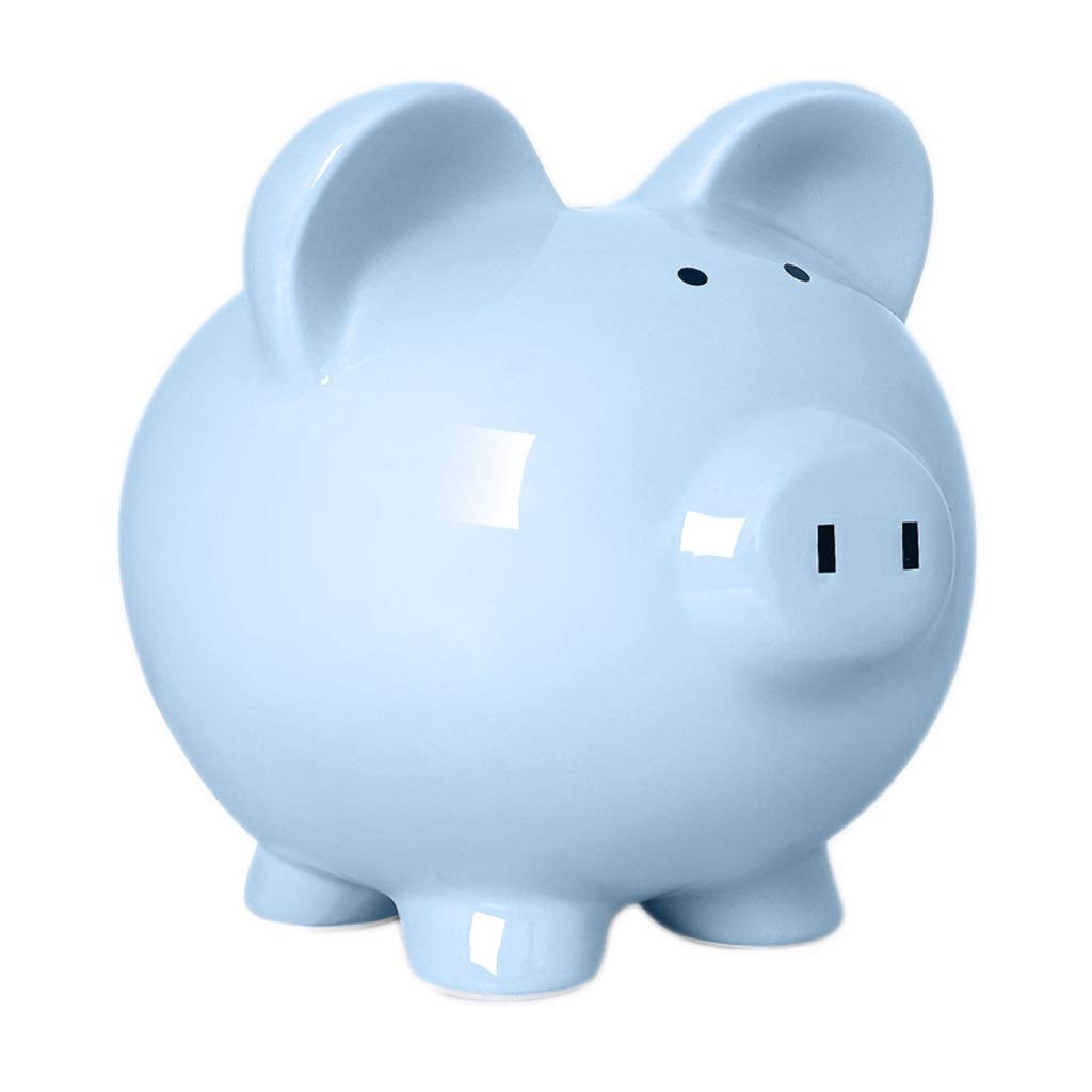 Ceramic Keepsake Pig Pink Piggy Bank to Save Your Money Ideal for(Blue)