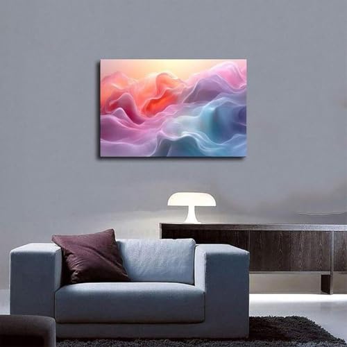 Tableau abstrait pastel grand format avec cadre pour chambre