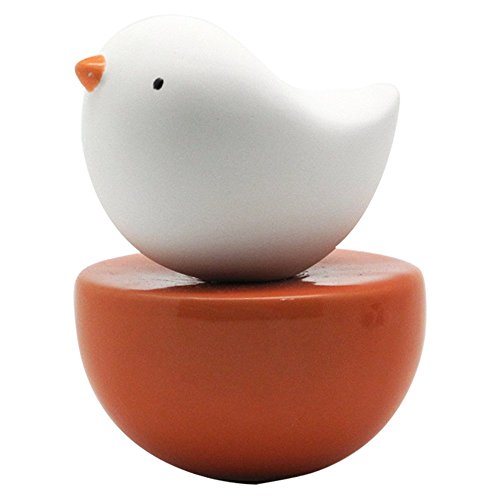 LIVELY BREEZE Baby Bird, Non-Electric Ceramic Diffusers for Essential Oils and Aromatherapy Fragrance, White Ceramic Diffusers in Car or Desk Office Decor and Small Bathroom at Home, Orange Vase