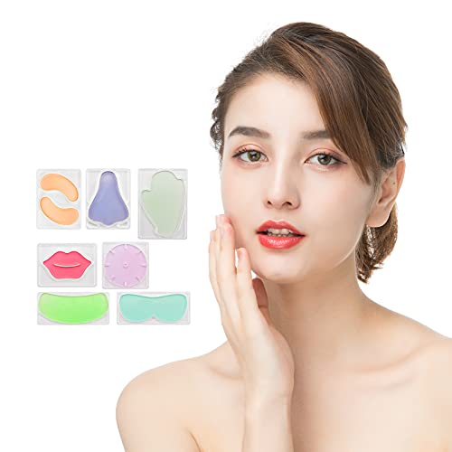 POWSTRO K 7 Kinds of DIY Facial Mask Mold Kits, Reusable Skin Care Molds, 1 Lip Mask, 1 Eye Mask, 1 Eye Patch, 1 Neck Patch, 1 Nose Strip, 2 Hand Mask, 2 x Chest Mask, for Facial Mask Machine Maker