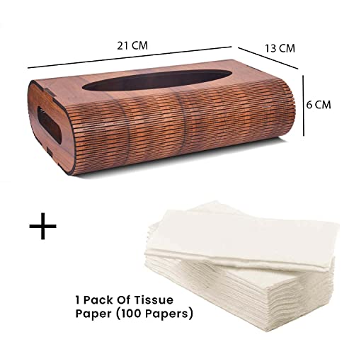 Image of Deskart Wooden Tissue Paper Box | Decorative and Stylish Wooden Tissue Holder Stand for Car, Home, Office Desk, Resturant and Cafeteria (Round)