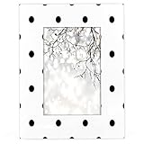 Pardick Black Polka Dot 4x6 Picture Frame Wooden Photo Frames for Tabletop and Wall Display, Display