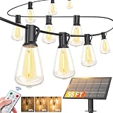 BLIATLUS Solar String Lights Outdoor Waterproof with Remote Control Solar Patio Lights shatterproof LED Bulbs for Porch Garden Market Bistro Patio Backyard Fence