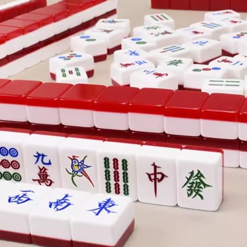 Juego de Mahjong Chino con 144 Piezas y Caja de Madera miniatura 3