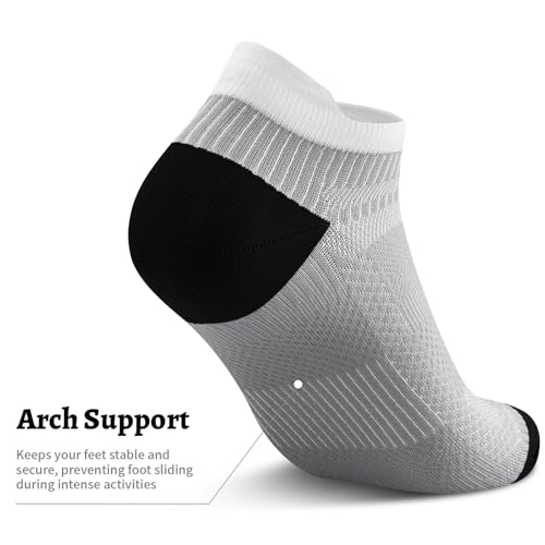 PAPLUS Ankle Compression Sock for Men and Women 2/4/6 Pairs, Low Cut Compression Running Sock with Ankle Support