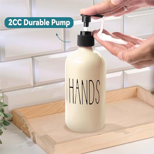 Image of COHOSEGE Glass Soap Dispenser Set 2 Pack,16 Oz Dish Soap Dispenser for Kitchen Sink,Beige Kitchen Accessories and Kitchen Decor,Beige Decorations and Kitchen Utensils for Kitchen