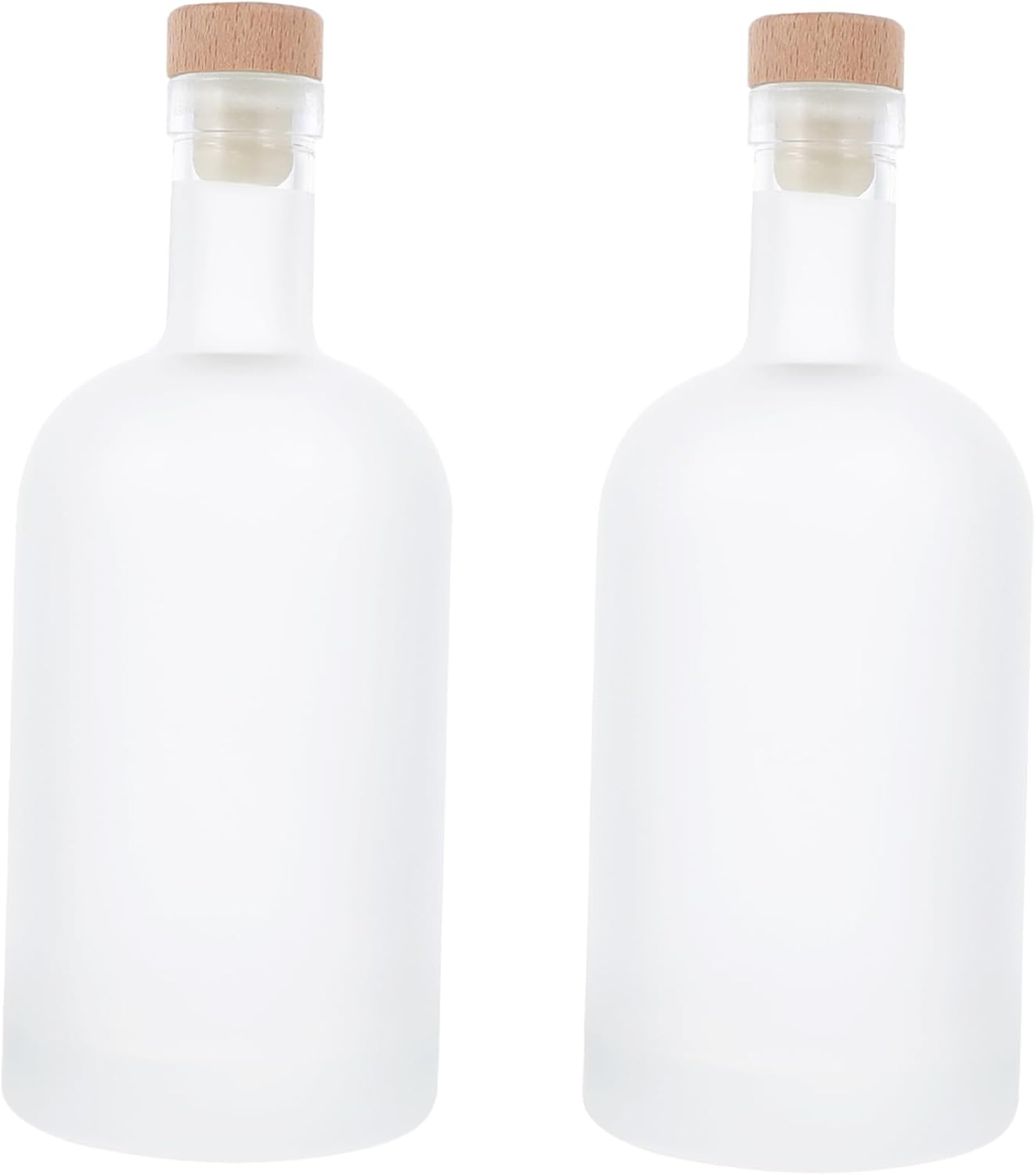 Veemoon 2Pcs Frosted Glass Wine Bottles Sealed DIY Fruit Wine Storage Containers for Homemade Beverages Drink Bottles Lids for Parties and Events