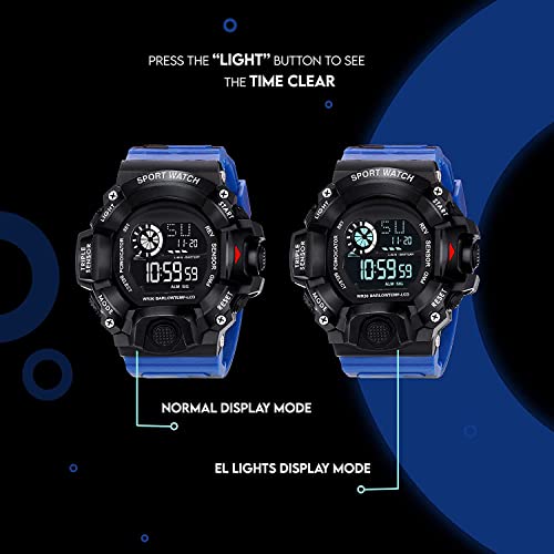 Image of Acnos Digital Sports Watch - Rugged Outdoor Multi-Function Countdown Timer & Alarm (WR30 Water-Resistant)