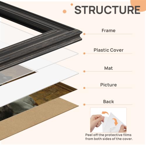 Image of upsimples 5x7 Picture Frame, Vintage Frames Decor, 1Pack Black & Gold | Fit 4x6 and 5 x 7 Photo, Wall or Tabletop Display, Antique-style Decoration, Rustic Farmhouse Decor, For Weddings