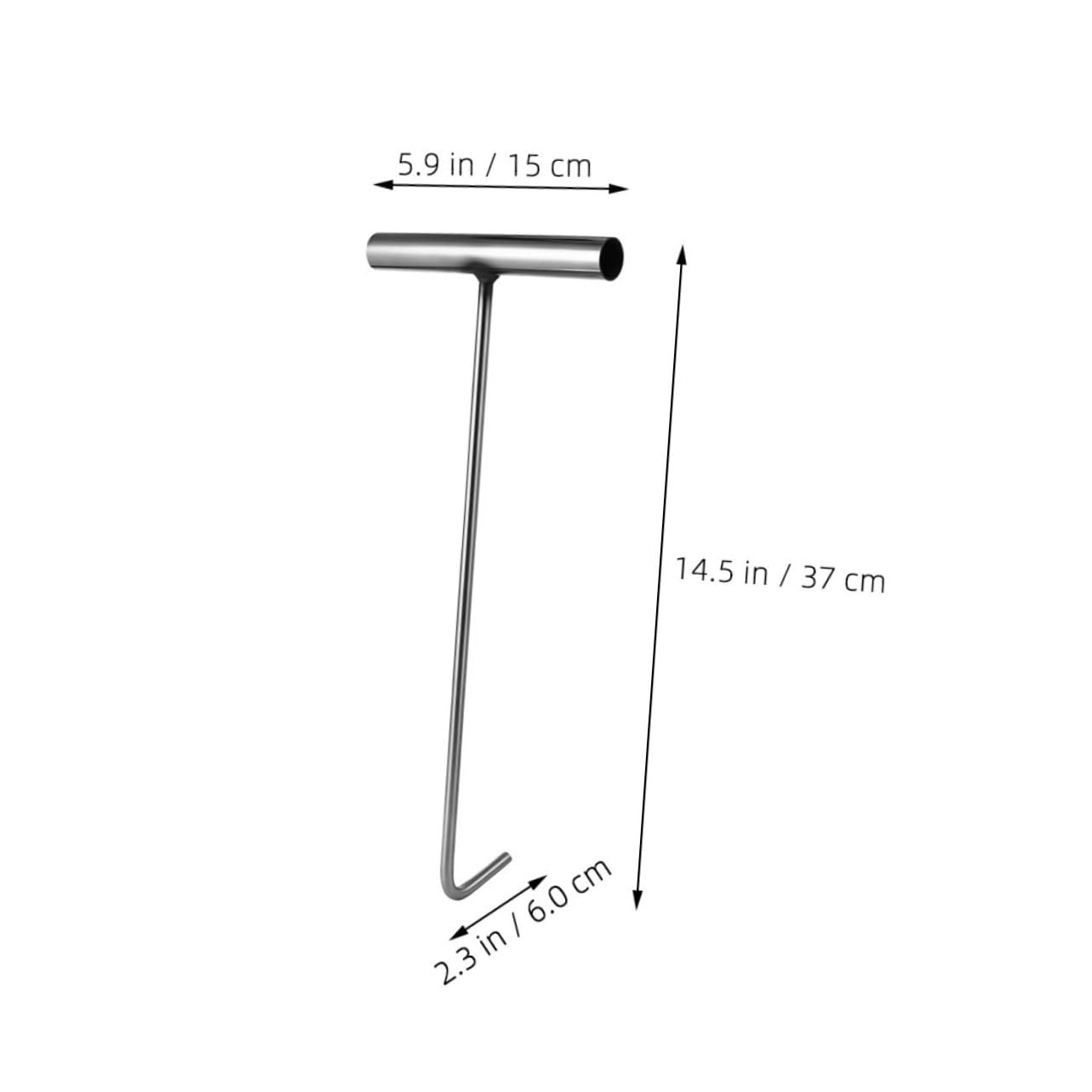 ULTECHNOVO Manhole Cover Lifter Hooks 2 Pack Stainless Steel T-Shaped Hooks for Easy Opening