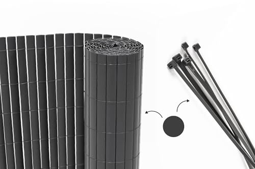 CASANOOV Canisse PVC VISO 8 x 1,5 m 8 m 12 m² Gris Anthracite Brise Vue Occultant 95% Protection Jardin Balcon Terrasse Résistant UV Robuste Durable Lames 30...