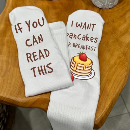 Funky Fun Socks Pancakes – Funny Breakfast Unisex Food Lover Gift | If You Can Read This Waffles Socks4