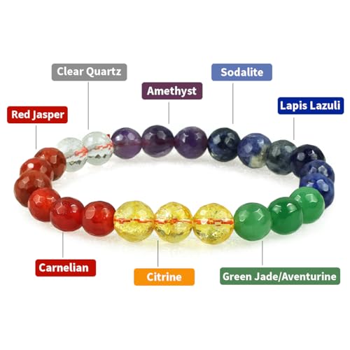 Image of Reiki Crystal Products Natural Crystal Stone 8 mm Faceted Diamond Cut Beads Bracelet for Men & Women | Reiki Charged Gemstone Bracelet | Multiple Stone Variants Available