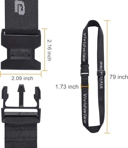 Image of Luggage Straps, Stretchable Luggage Connector Straps for Suitcases, Quick Release Buckle Add A Bag Adjustable Attachment Accessories Belts (Black, 1.73 inch W)