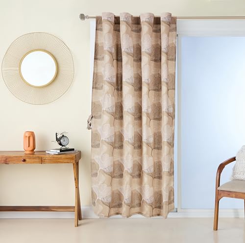 Amazon Brand - Solimo Cotton Window Curtain 5ft (Set of 2) | Hanging Style with Back Loops | Leaves Design, Dark Beige (B0D3J38KCR) Amazon Price History, Amazon Price Tracker