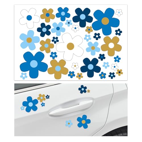 KVAEY Flowers Car Stickers Set, Self Adhesive Daisy Flower Label Stickers for Car Body Mirror...