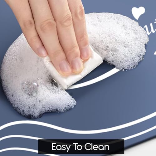 Image of Kitchen Anti Slip Mat for Floor, Waterproof Washable Kitchen Mats, Non Slip Kitchen Floor Mats for Home, Soft Mats for Kitchen, Kitchen Mats for Floor Anti Slip (Blue- Life is Beautiful)