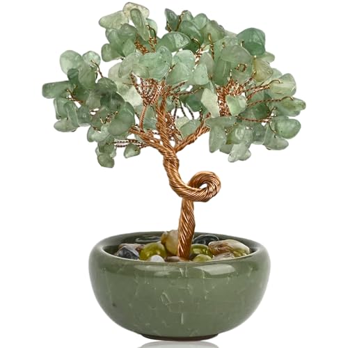 RIVIEVAL Árbol de Cristal de Cuarzo Verde Hecho a Mano – Decoración curativa para hogar/Oficina, temática de Chakras, Regalo de la Suerte para cumpleaños de Mujeres