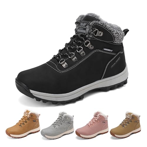 ARRIGO BELLO Botas Mujer Invierno Botines Nieve Antideslizante Calientes Trekking Outdoor Talla 36-41 (Negro, 40)