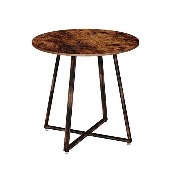 Rolanstar Dining Table Rustic Round Table with Metal Legs for Kitchen Living Room Coffee Table Bristro Table for Cafe/Bar