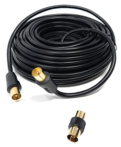 Câble coaxial TV 15m DRUT noir pour brancher l'antenne du salon