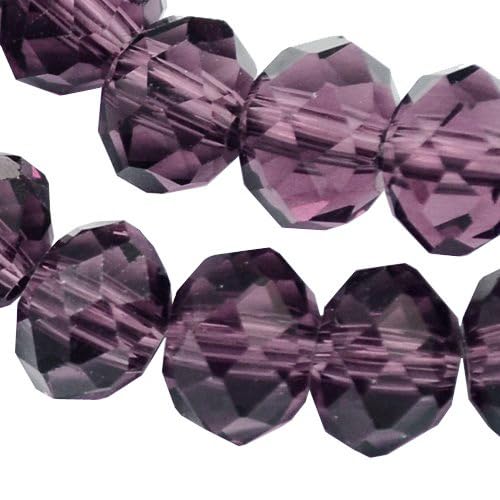 Pack of 65 Czech Bohemian Crystal Beads, 8 x 6 mm, Czech Beads, CZ Glass Faceted Rondelle Beads (Purple), 8mm * 6mm - Image 2