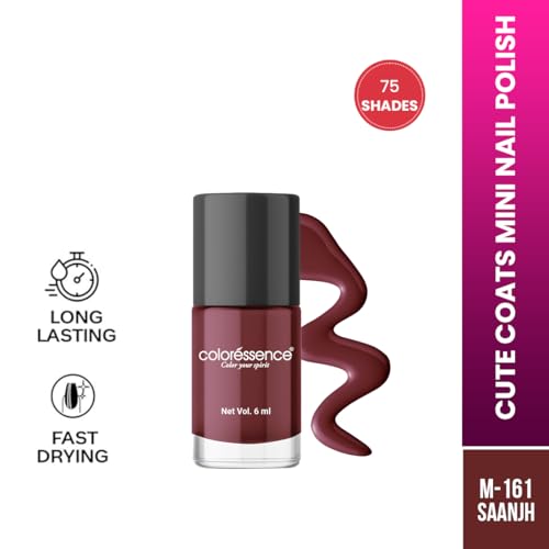 Image of Coloressence Cute Coats Long Lasting Nail Paint | Chip Resistant | Quick Dry | One Swipe Application | Toxin Free|Saanjh-6ml