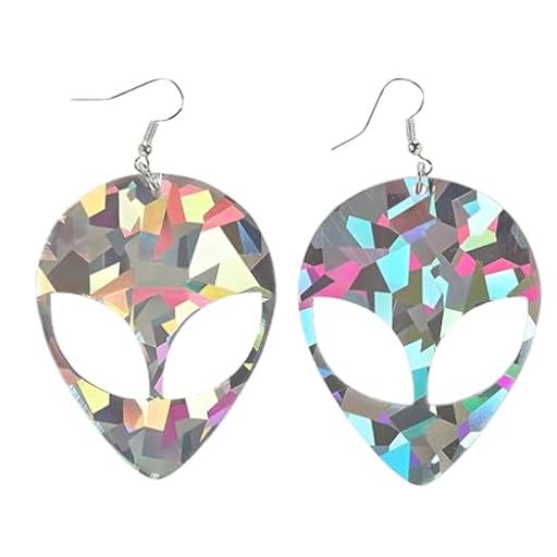 SGERUFZ Pendientes Alienígenas Joyería Extraterrestre Espacio Carnaval Fiesta Temática (Holográficos) | Ya disponible en tu tienda friki favorita! En mundofriki.es!
