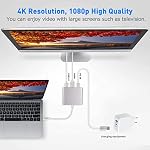 Battony USB C to HDTV Adapter - 4K Multiport AV Converter for MacBook Pro/Air, iPad Pro - with Type C, USB 3.0 and HDTV Ports, Silver