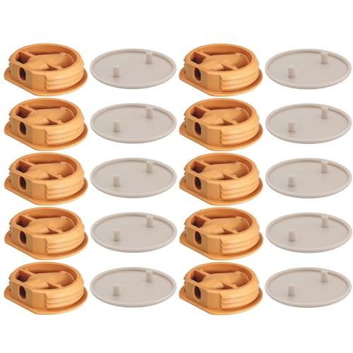 cyclingcolors 10x Ferrure d'assemblage beige avec cache en plastique idéal caravane bateaux vans camping-cars camions aménagés Connecteur Fixation Meuble Cuisine, capuchon rond beige café latté