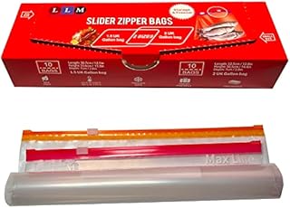 Extra Large Slider Ziplock Bags by LLM - Heavy Duty Plastic Bags Large, Stand and Fill BPA Free Food Storage Bags (1.5 UK Gallon Freezer Bags+2 UK Gallon Freezer Bags)-20 Bags