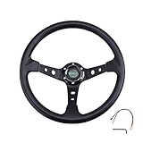 Aplicación universal: este volante de carreras es compatible con la mayoría de adaptadores de buje estándar, universal para la mayoría de vehículos, coches de carreras.