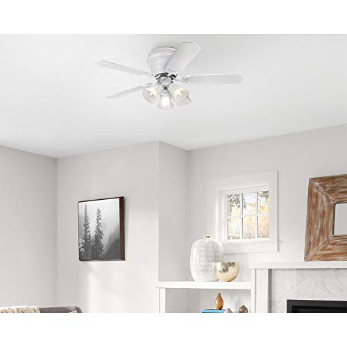 Image of Westinghouse Contempra Trio 42 Inch Ceiling Fan with Light, Indoor White Ceiling Fan for Small Rooms, Reversible Blades White /White Washed Pine, LED Bulbs Included