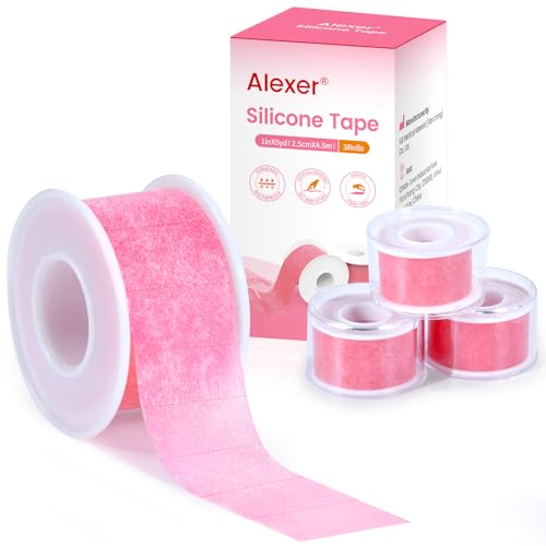 Silicone Medical Tape -1 in × 5 yds (3 Rolls) Waterproof Tape for Sensitive Skin Wound Care, Latex-Free, Painless Removal, Reusable for Gauze Pads and First Aid