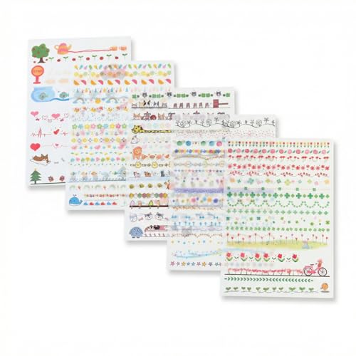5 Piezas Pegatinas Scrapbooking para Álbum de Fotos, Decorar Cuadernos, Línea Divisoria, Diario, Laptop y Creación de Tarjetas (B)