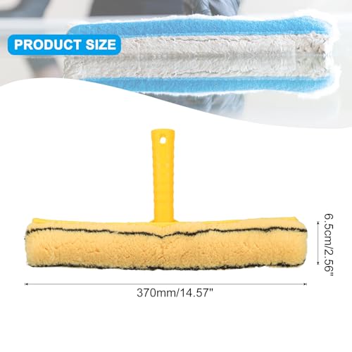 Image of MECCANIXITY Microfiber Scrubber Cleaning Tool with Yellow Handle for Window Glass Marble Wall Home Bathroom, Yellow