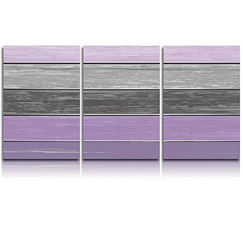 Olivefox 3 Piece Canvas Wall Art Vintage Farm Wood Grain Lavender Purple and Gray Gradient Framed Wall Art for Bedroom Living Room Kitchen, Abstract Wall Art Print Canvas Pictures 12x20inchx3 Panels