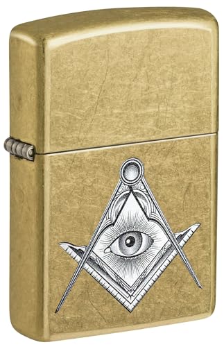 Encendedor Zippo Masonic Compass and Square Street Brass miniatura 1