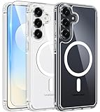 FNTCASE for Samsung Galaxy S25-FE Case: Magnetic Clear Military Grade Drop Protection Anti Yellowing Cell Phone Cover - Rugged Shockproof Protective Bumper Transparent Phonecase