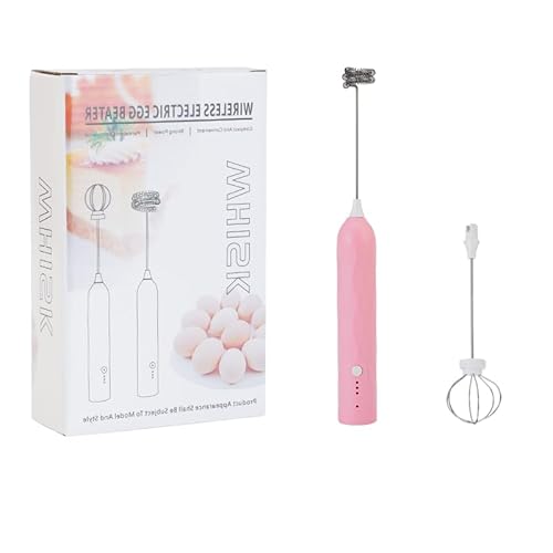 Eiuuiojミルクコーヒーミルク泡立て器ベーキング用品多機能クリーム卵ワイヤレス電動泡立て器 (ピンク)