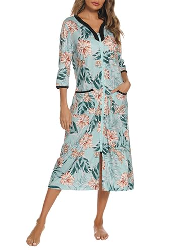 Robe longue col v à fermeture éclair pour femme
