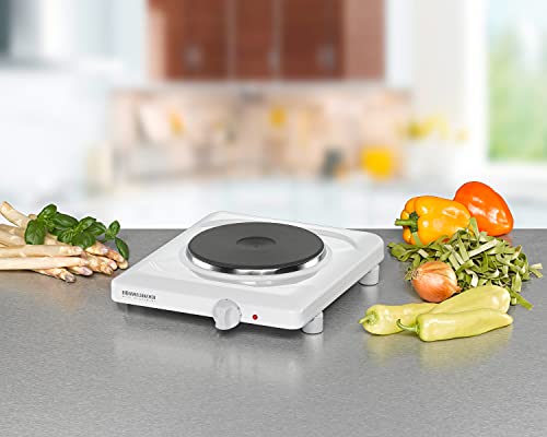 Foto von Rommelsbacher Einzelkochplatte- Made in Germany, Gussheizplatte 180 mm stufenlos regelbar, Überhitzungsschutz, 1500 Watt THL1597 Weiß Feueremailliert
