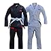 JJMA Brazilian Jiu Jitsu Gi – Ultra Light Pearl Weave – Machine Washable - Black & White BJJ Gi With White Belt (White, A3)