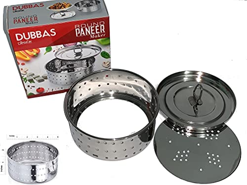 Dubbas - Round Paneer Maker, Easy to Use Stainless Steel Indian Cheese Paneer Press Mould - Size 5
