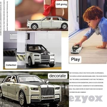 Image of 1 /24 Rolls-Royce Phantom Model Car,Zinc Alloy Pull Back Toy Diecast Toy Cars with Sound and Light for Kids Boy Girl Gift (White)
